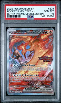 2025 Pokemon Team Rocket's Moltres Ex #229 Destined Rivals UPC Gem Mint PSA 10 - Image 1