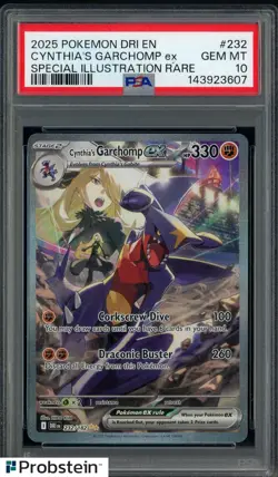 2025 Pokemon DRI EN Special Illustration Rare #232 Cynthia's Garchomp ex PSA 10 - Image 1