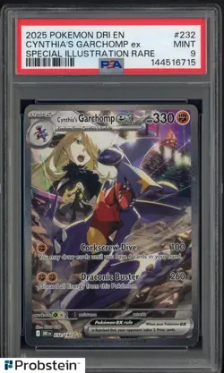 2025 Pokemon DRI EN Special Illustration Rare #232 Cynthia's Garchomp ex PSA 9 - Image 1