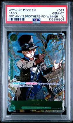 2025 ONE PIECE 3RD ANNIVERSARY TOURNAMENT 3 BROTHERS PACK WINNER SABO PSA 10 - Image 1