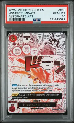 2025 ONE PIECE A FIST OF DIVINE SPEED ALTERNATE ART HONESTY IMPACT PSA 10 - Image 1