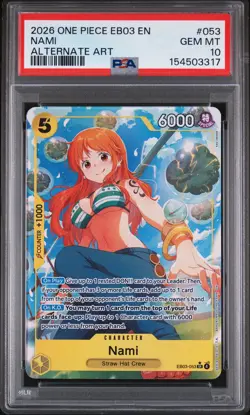 2026 ONE PIECE EB03-EXTRA BOOSTER -ONE PIECE HEROINES EDITION- #053 NAMI PSA 10 - Image 1