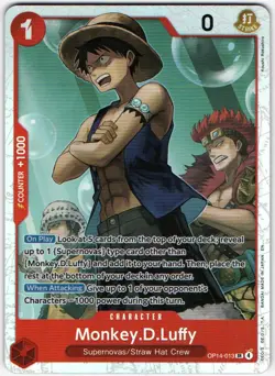 MONKEY.D.LUFFY OP14-013 SUPER RARE THE AZURE SEA'S SEVEN ONE PIECE NEAR MINT - Image 1