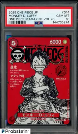 2025 ONE PIECE JPN PROMOS ONE PIECE MAGAZINE VOL.20 #014 MONKEY D. LUFFY PSA 10 - Image 1