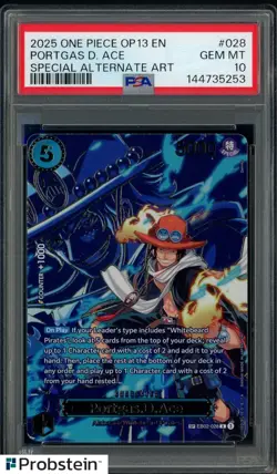 2025 One Piece OP13 En #028 Portgas D. Ace Special Alternate Art PSA 10 GEM MINT - Image 1