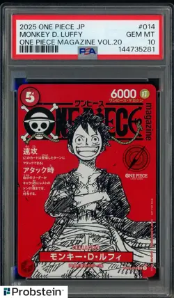 2025 ONE PIECE JPN PROMOS ONE PIECE MAGAZINE VOL.20 #014 MONKEY D. LUFFY PSA 10 - Image 1