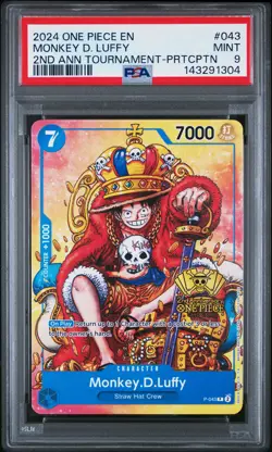 2024 ONE PIECE PROMOS 2ND ANV TOURNAMENT-PARTICIPATION MONKEY D. LUFFY PSA 9 - Image 1