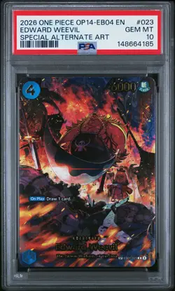 2026 ONE PIECE OP14-EB04-THE AZURE SEA'S SEVEN #023 EDWARD WEEVIL PSA 10 - Image 1