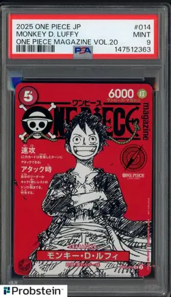 2025 ONE PIECE JPN PROMOS ONE PIECE MAGAZINE VOL.20 #014 MONKEY D. LUFFY PSA 9 - Image 1