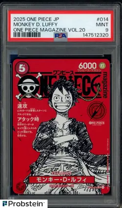 2025 ONE PIECE JPN PROMOS ONE PIECE MAGAZINE VOL.20 #014 MONKEY D. LUFFY PSA 9 - Image 1