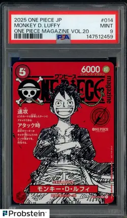 2025 ONE PIECE JPN PROMOS ONE PIECE MAGAZINE VOL.20 #014 MONKEY D. LUFFY PSA 9 - Image 1