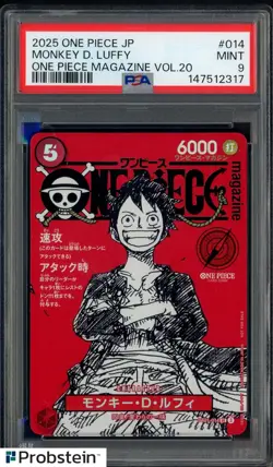 2025 ONE PIECE JPN PROMOS ONE PIECE MAGAZINE VOL.20 #014 MONKEY D. LUFFY PSA 9 - Image 1