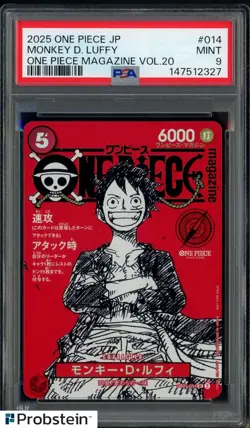 2025 ONE PIECE JPN PROMOS ONE PIECE MAGAZINE VOL.20 #014 MONKEY D. LUFFY PSA 9 - Image 1