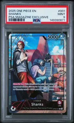 2025 ONE PIECE PROMOS PSA MAGAZINE EXCLUSIVE #001 SHANKS PSA 9 - Image 1