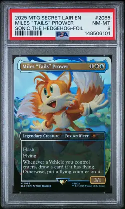 2025 MTG SECRET LAIR DROP SONIC: FRIENDS & FOES-FOIL MILES "TAILS" PROWER PSA 8 - Image 1