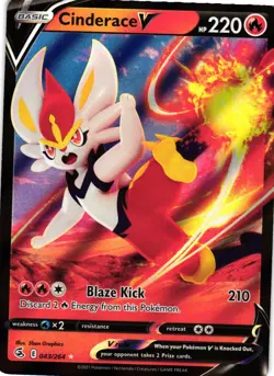 CINDERACE V 043/264 HOLO V RARE FUSION STRIKE POKEMON NM - Image 1