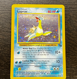 POKEMON TCG - ENGLISH FOSSIL SET LAPRAS 10/62 HOLO RARE CARD LP MP - Image 1