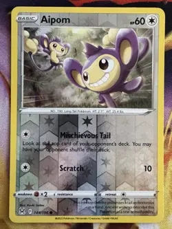 Pokemon TCG Aipom Sword & Shield - Lost Origin 144/196 Reverse Holo Common - Image 1
