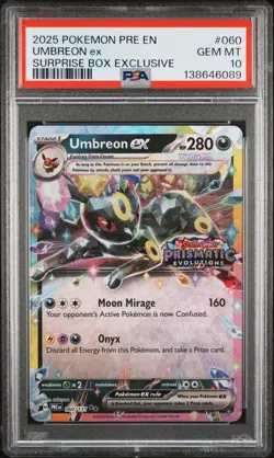 2025 POKEMON PRISMATIC EVOLUTIONS SURPRISE BOX EXCLUSIVE UMBREON EX PSA 10 - Image 1