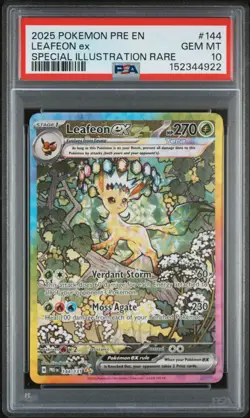 2025 POKEMON PRISMATIC EVOLUTIONS SPECIAL ILLUSTRATION RARE LEAFEON EX PSA 10 - Image 1