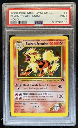 2000 Pokemon Gym Challenge Blaine's Arcanine Holo #1/132 PSA 9 - Image 1