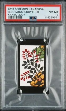 2013 POKEMON HANAFUDA KANTO JULY ELECTABUZZ/SCYTHER PSA 8 - Image 1