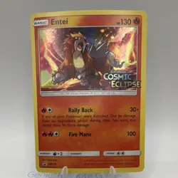 Pokemon Entei SM219 Cosmic Eclipse PromoPrerelease Holo Stamped Black Star NM/LP - Image 1