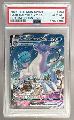 Ice Rider Calyrex VMAX 2021 Pokemon Sword & Shield Chilling Reign #203 PSA 10 - Image 1
