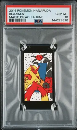 2016 POKEMON HANAFUDA MARIO PIKACHU JUNE BLAZIKEN PSA 10 - Image 1