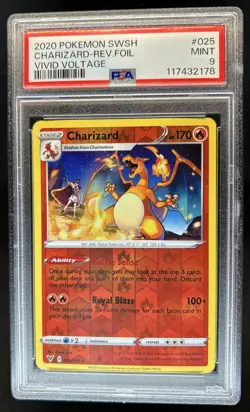 2020 Pokemon SWSH Vivid Voltage Charizard Reverse Holo #025/185 PSA 9 - Image 1