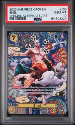 2023 ONE PIECE OP05-AWAKENING OF THE NEW ERA SPECIAL ALTERNATE ART ENEL PSA 10 - Image 1