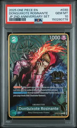 2025 ONE PIECE JAPANESE 2ND ANNIVERSARY SET #030 DONQUIXOTE ROSINANTE PSA 10 - Image 1