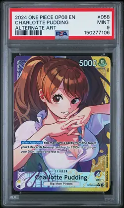 2024 ONE PIECE OP08-TWO LEGENDS ALTERNATE ART #058 CHARLOTTE PUDDING PSA 9 - Image 1