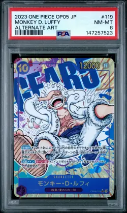 2023 ONE PIECE JAPANESE OP05-AWAKENING OF THE NEW ERA #119 MONKEY D. LUFFY PSA 8 - Image 1