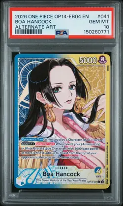 2026 ONE PIECE OP14-EB04-THE AZURE SEA'S SEVEN ALTERNATE ART BOA HANCOCK PSA 10 - Image 1