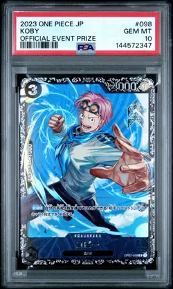 2023 ONE PIECE JAPANESE PROMOS OFFICIAL EVENT PRIZE #098 KOBY PSA 10 - Image 1