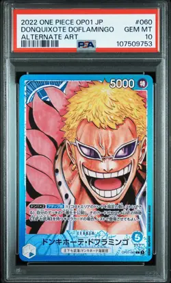 2022 ONE PIECE JAPANESE OP01-ROMANCE DAWN #060 DONQUIXOTE DOFLAMINGO PSA 10 - Image 1