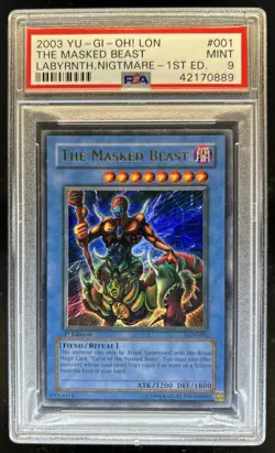 2003 Yu-Gi-Oh Labyrinth of Nightmare 1st The Masked Beast #LON-001 PSA 8 - Image 1