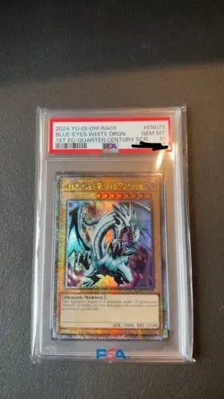 PSA 10 Blue-Eyes White Dragon 1st Edition - Quarter Century Rare - QCR - Yugioh - Image 1