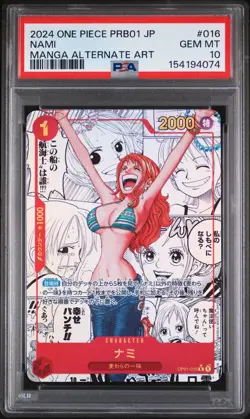 ONE PIECE JPN PRB01-016 MANGA ALT ART ONE PIECE CARD THE BEST- NAMI PSA 10 - Image 1
