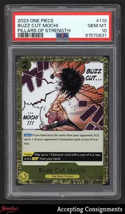 2023 One Piece Card Game Pillars of Strength #OP03119 Buzz Cut Mochi PSA 10 GEM - Image 1