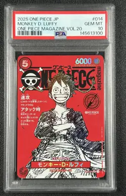 MONKEY D. LUFFY PSA 10 2025 ONE PIECE JAPANESE #ST21-014 MAGAZINE VOL. 20 GEM 00 - Image 1