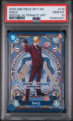 2025 ONE PIECE OP11-A FIST OF DIVINE SPEED SPECIAL ALTERNATE ART SANJI PSA 10 - Image 1