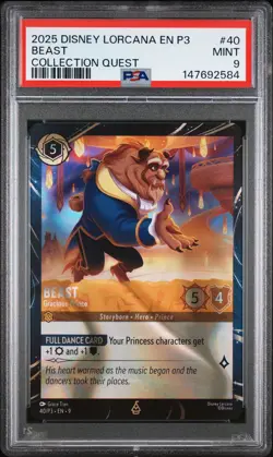 2025 DISNEY LORCANA EN P3-PROMO COLL QUEST #40 BEAST - GRACIOUS PRINCE PSA 9 - Image 1