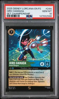 2025 DISNEY LORCANA EN P2-PROMO #24A HIRO HAMADA - ARMOR DESIGNER PSA 10 - Image 1