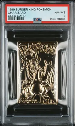 1999 BURGER KING POKEMON GOLD CARDS CHARIZARD PSA 8 - Image 1