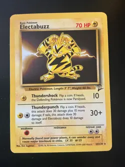 Pokemon Vintage Electabuzz Card 024/130 Base Set 2 Regular Wotc 2000 - Image 1