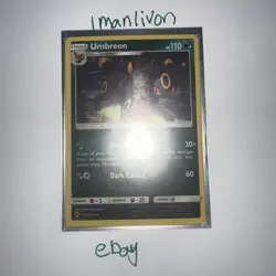 Pokemon TCG Umbreon Lost Thunder 120/214 Regular Rare Card Halo Finish - Image 1