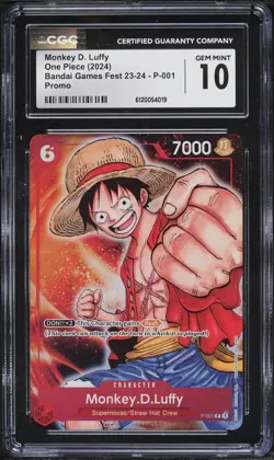 ENGLISH Monkey D. Luffy P-001 Bandai Card Games Fest 23-24 One Piece CGC 10 - Image 1