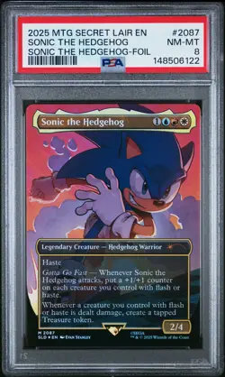 2025 MTG SECRET LAIR DROP SONIC: FRIENDS & FOES-FOIL SONIC THE HEDGEHOG PSA 8 - Image 1